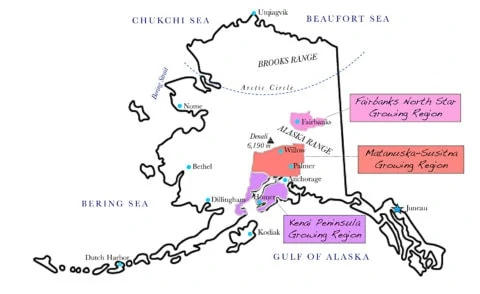 Regional map of peony growers by Alaska Department of Natural Resources Division of Agriculture